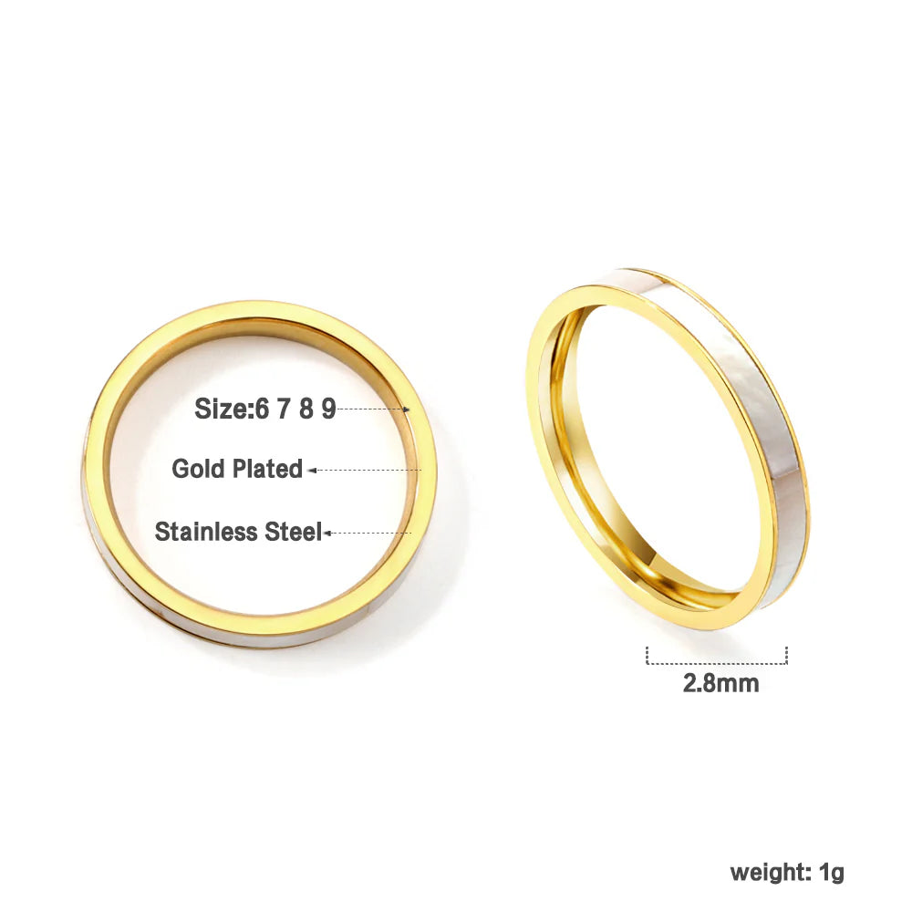 Gold-Toned Ring with Mother-of-Pearl Inlay