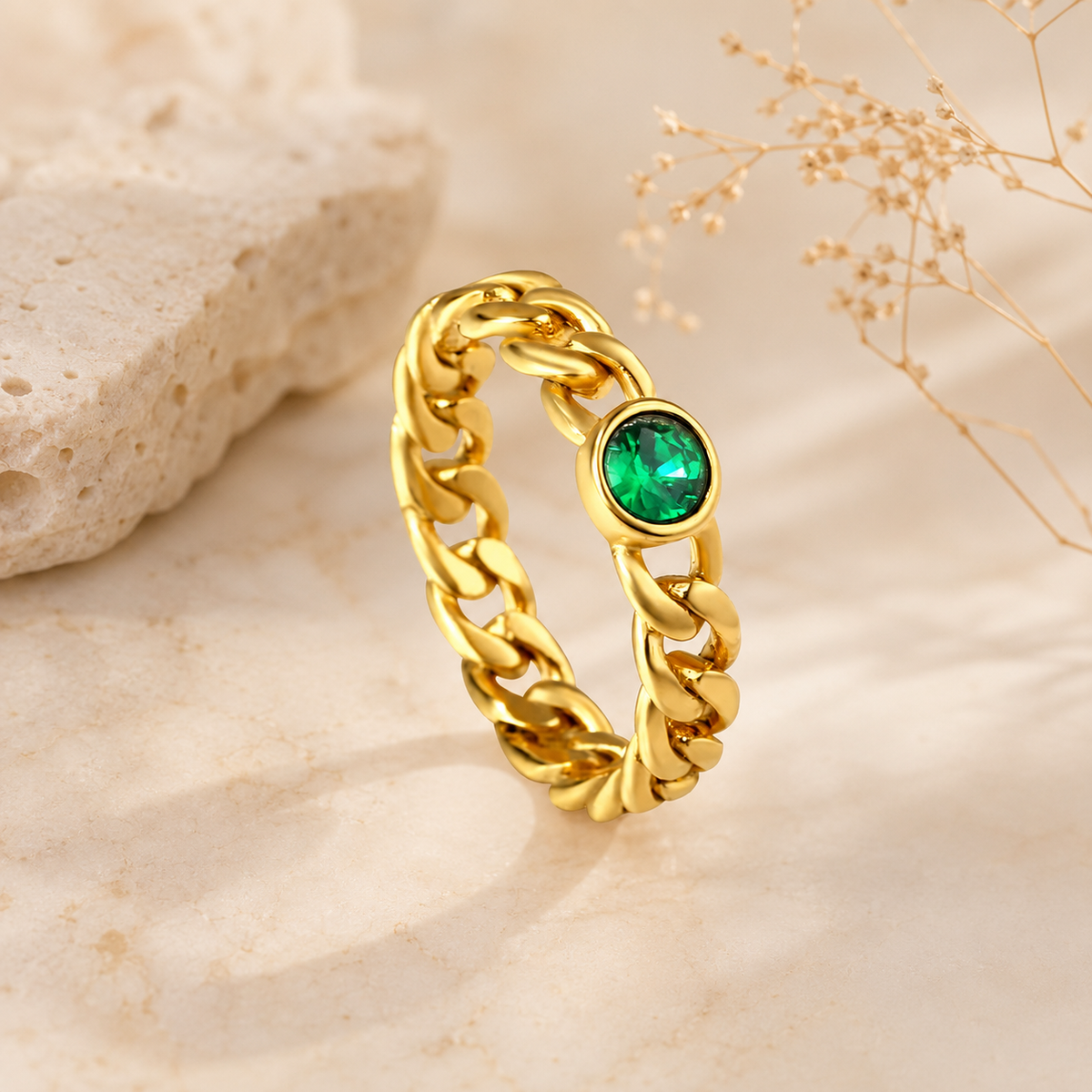 Classic Green Stone Ring