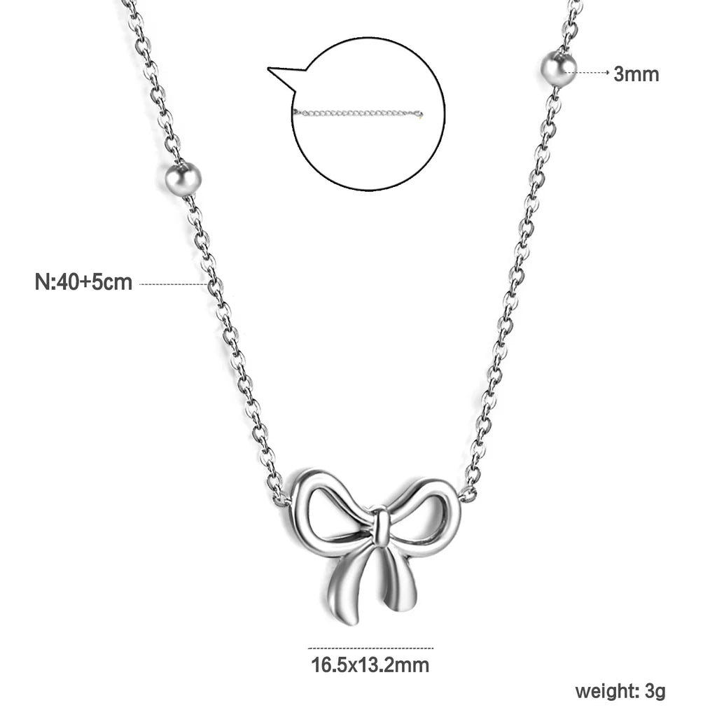 Bow Pendant Stainless-Steel Necklace
