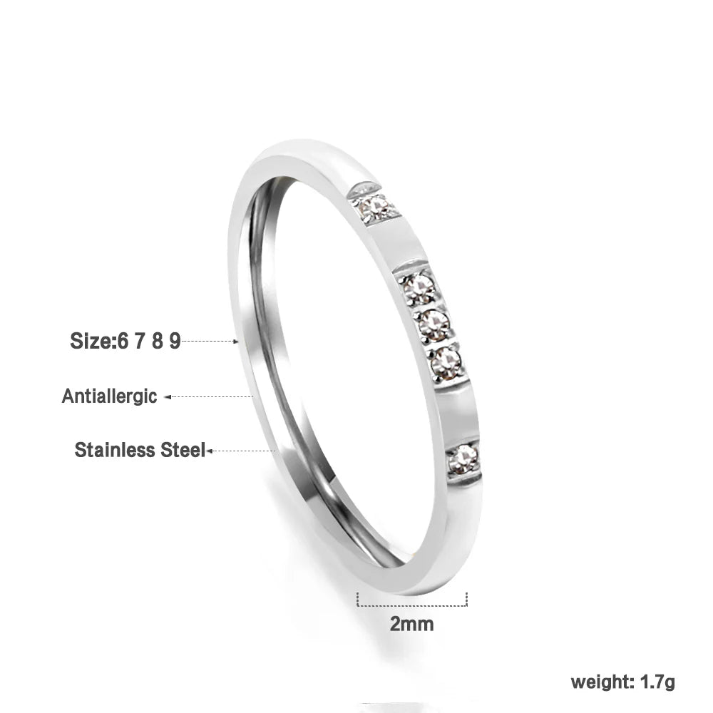 Silver-Toned Band with Small Round Clear Stones
