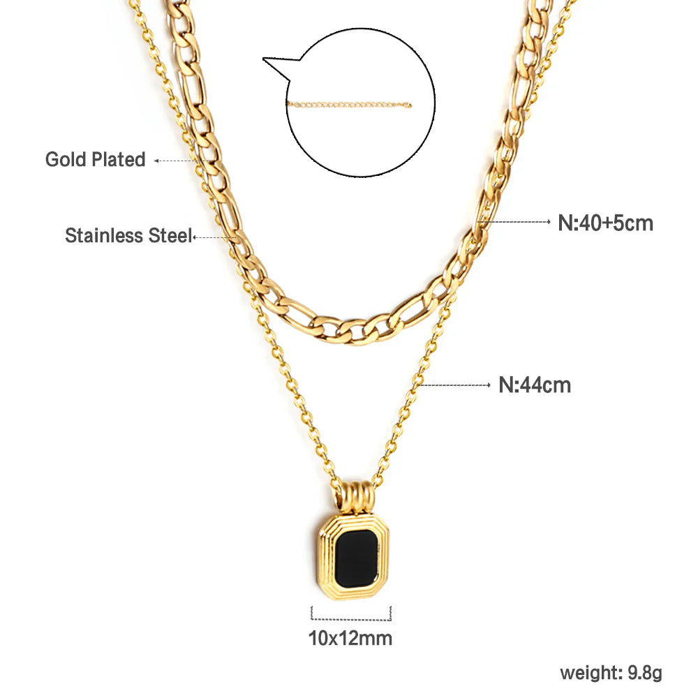 Black-Stone Pendant Necklace