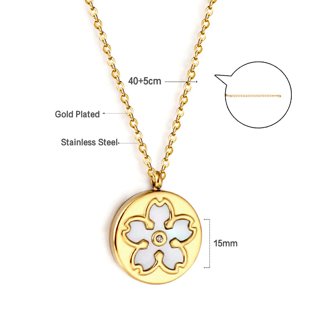 Circular Flower Pendant Necklace