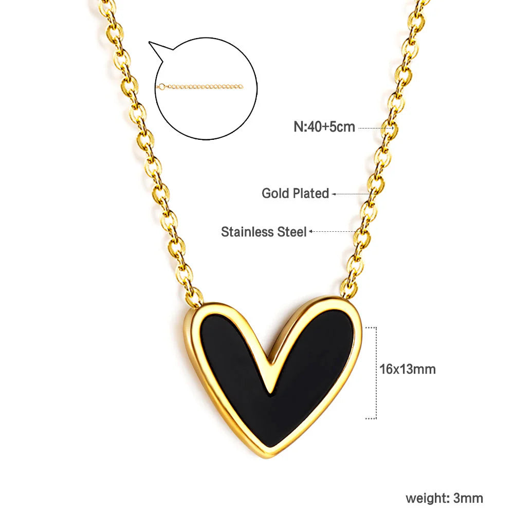 Midnight Heart Shell Pendant Necklace