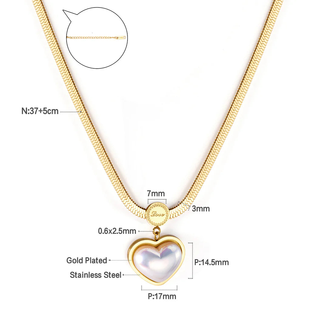 Heart-Shaped Iridescent Pendant Necklace