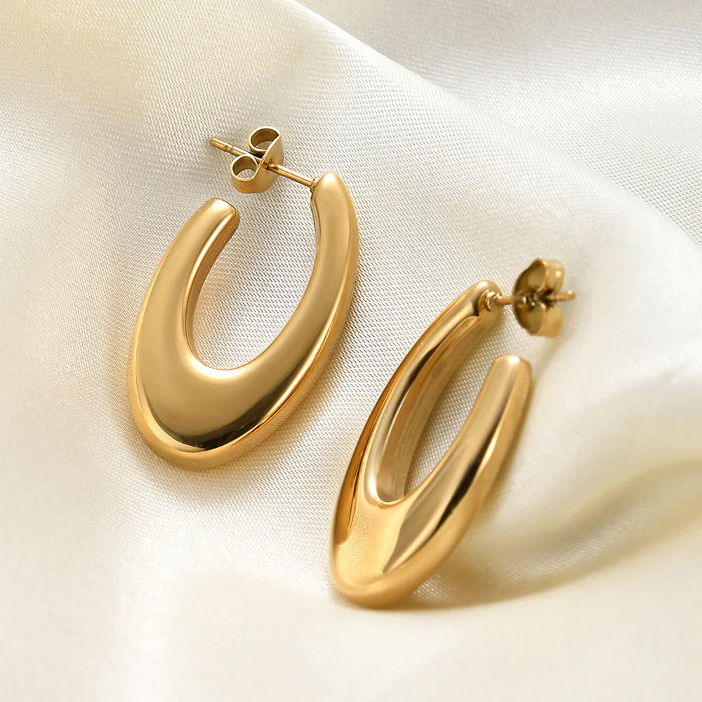 Statement Gold-Toned U-Shaped Hoop Earrings