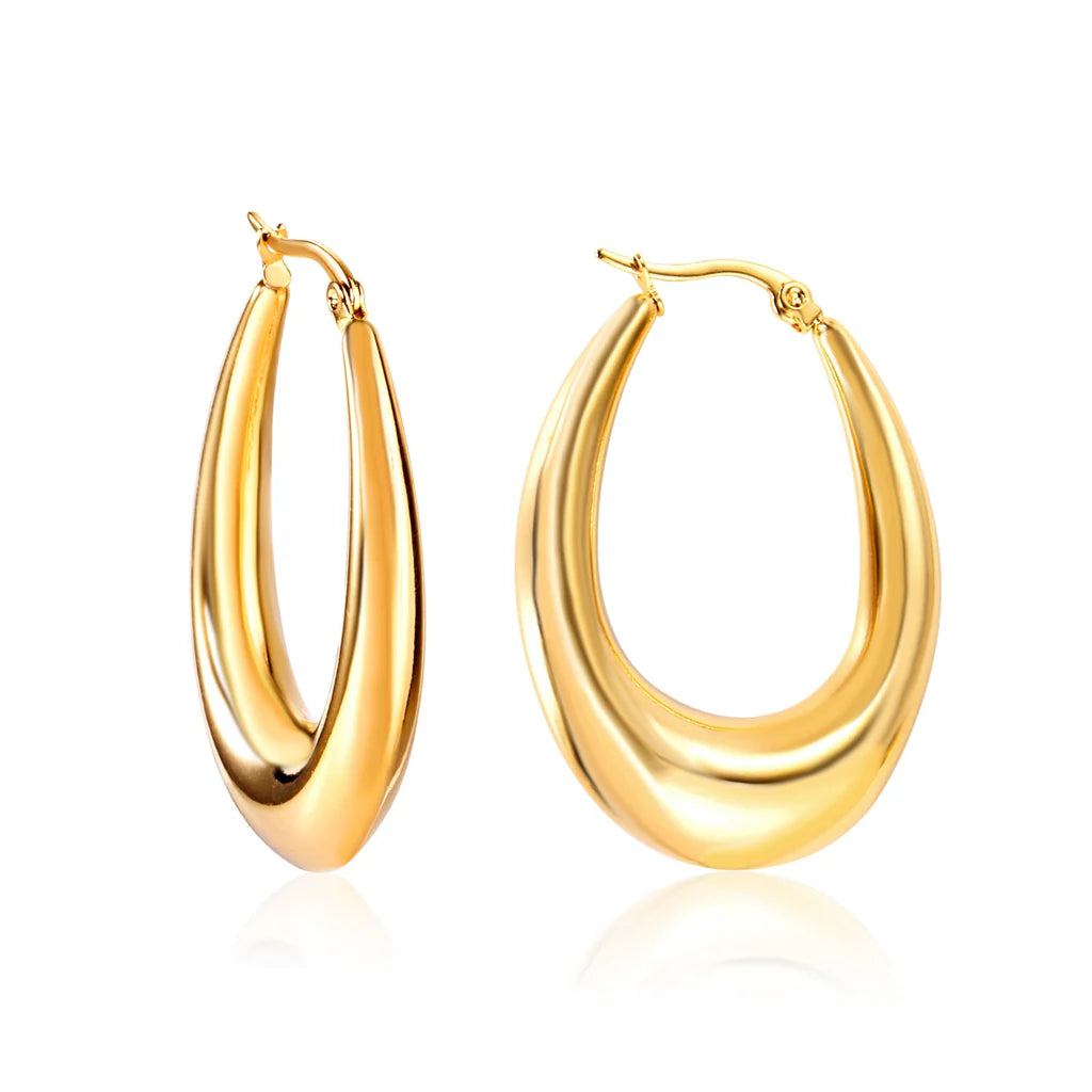 Teardrop-Shaped Gold-Toned Hoop Earrings