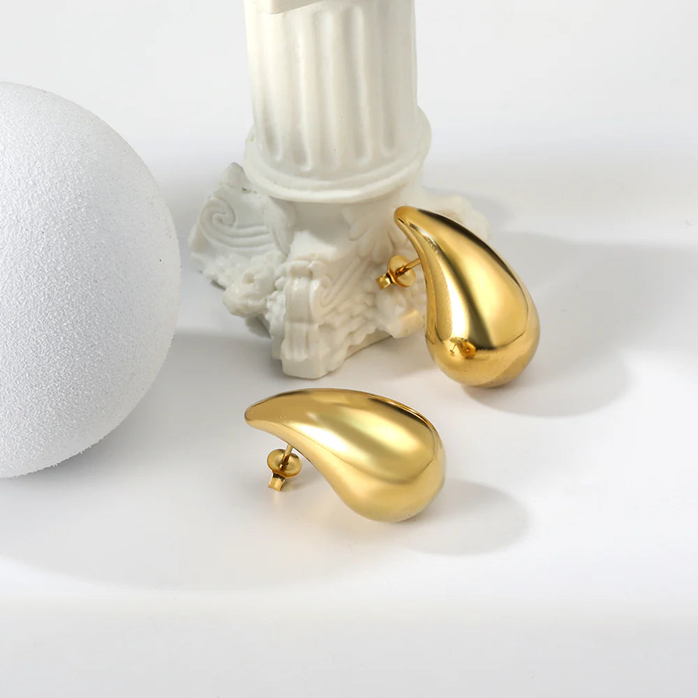 Gold-Toned Teardrop Stud Earrings