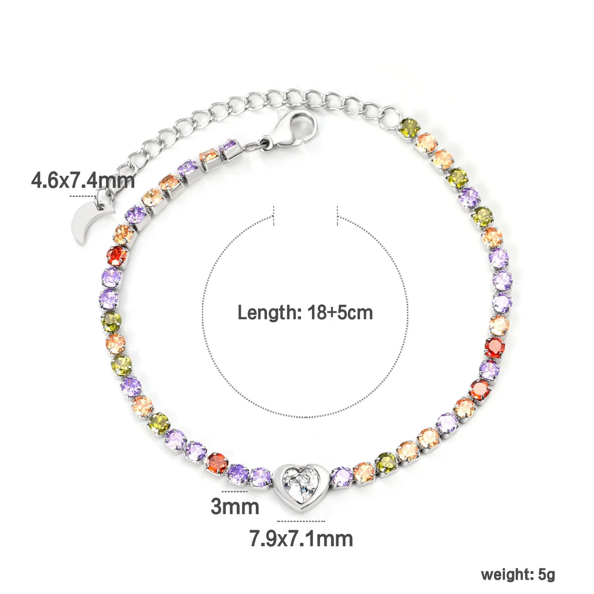 Heart & Moon Charm Bracelet