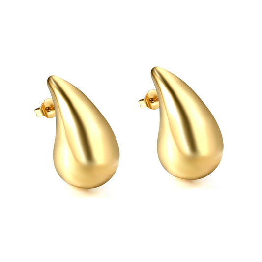 Gold-Toned Teardrop Stud Earrings
