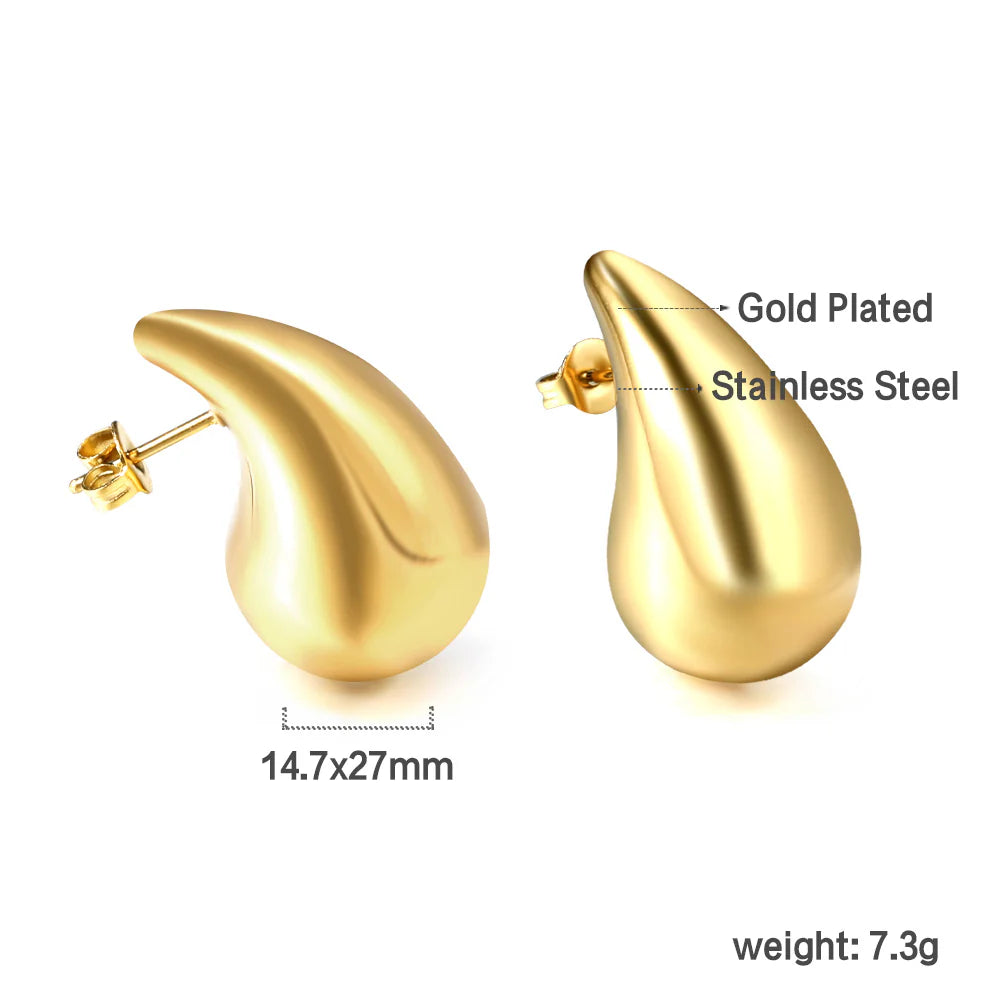 Gold-Toned Teardrop Stud Earrings