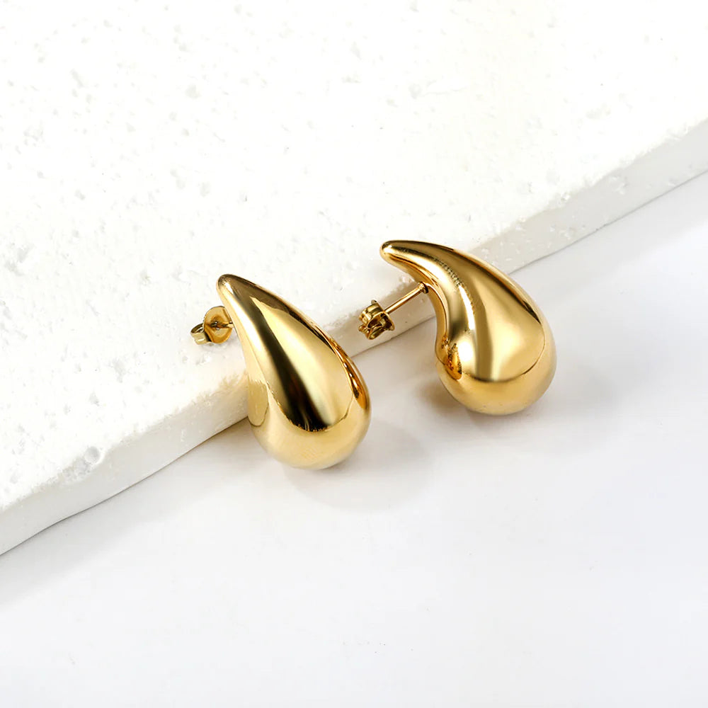 Gold-Toned Teardrop Stud Earrings