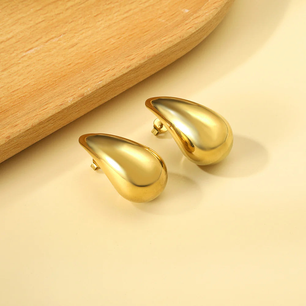 Gold-Toned Teardrop Stud Earrings