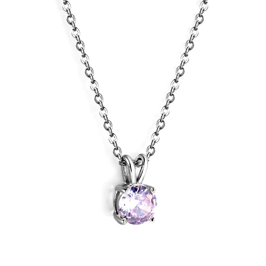 Pastel Round-Cut Stone Stainless-Steel Necklace