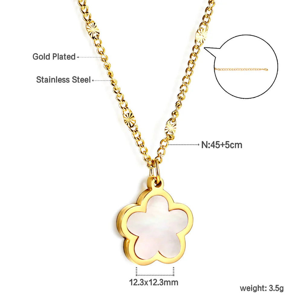 White Shell Peach Blossom Pendant Necklace