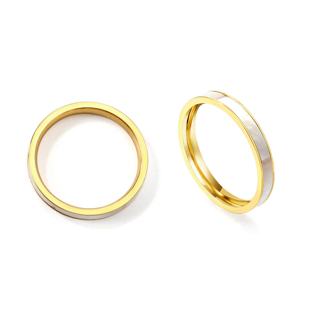 Gold-Toned Ring with Mother-of-Pearl Inlay