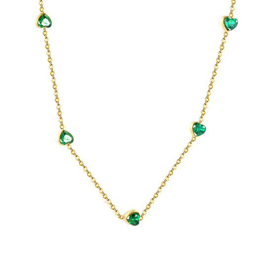 Emerald Green Zirconia Heart Necklace
