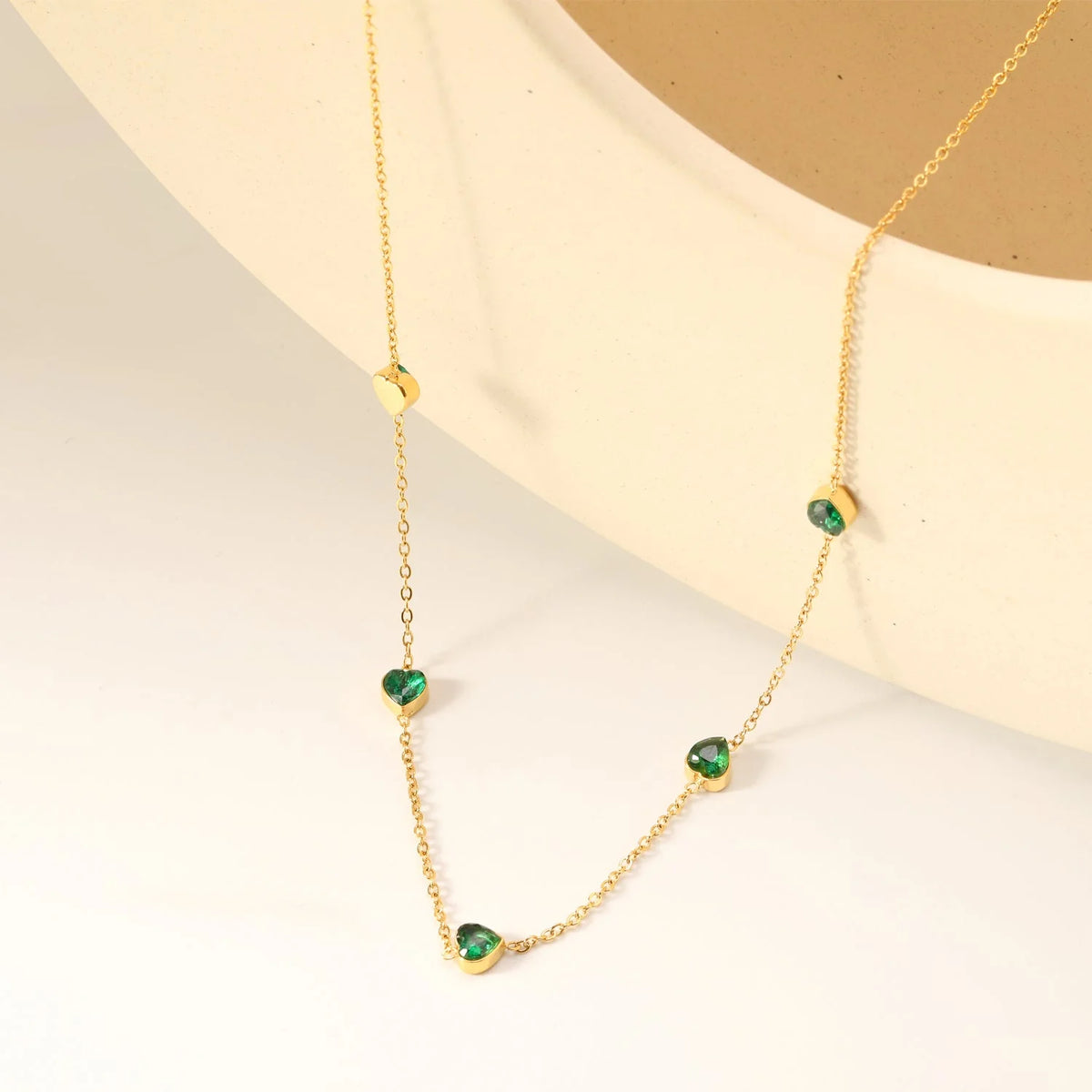 Emerald Green Zirconia Heart Necklace