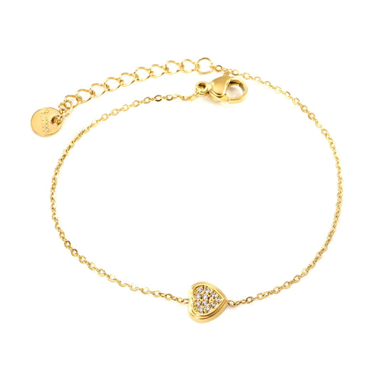 Puffed Heart Zirconia Bracelet