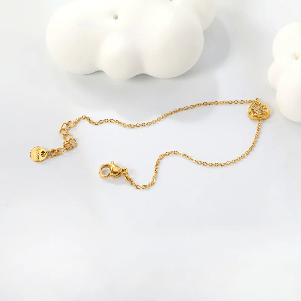 Puffed Heart Zirconia Bracelet