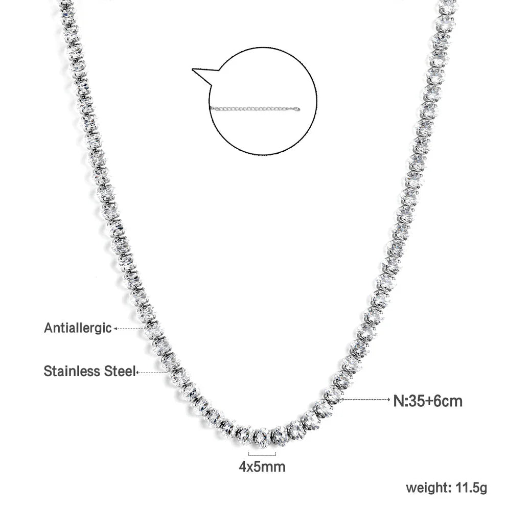 Oval Zirconia Choker Necklace