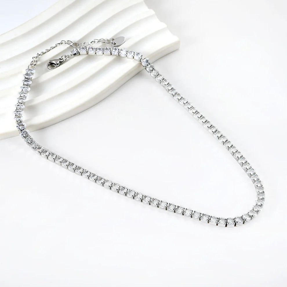Oval Zirconia Choker Necklace