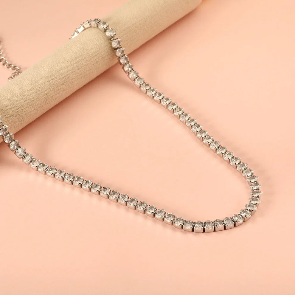 Oval Zirconia Choker Necklace