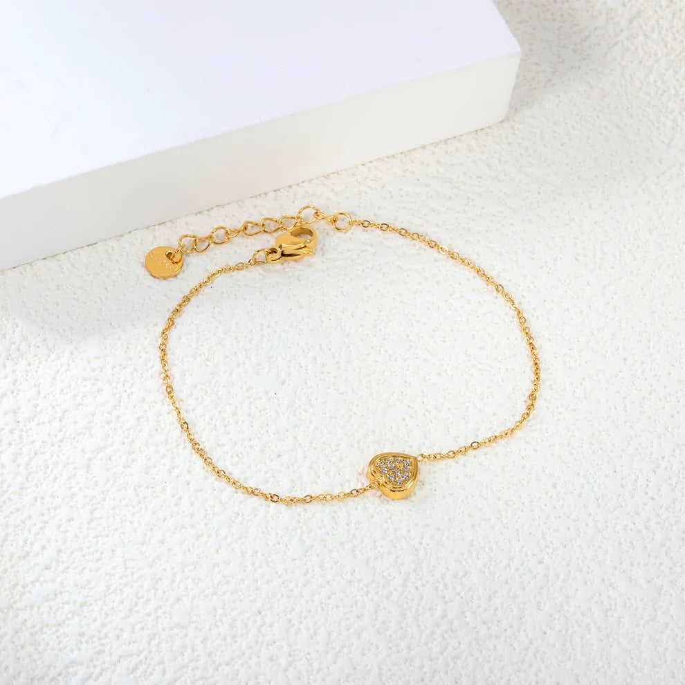 Puffed Heart Zirconia Bracelet