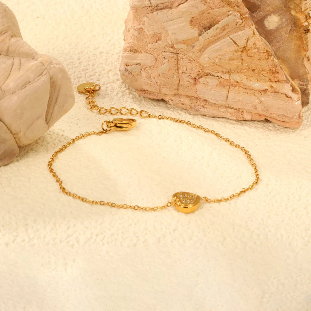 Puffed Heart Zirconia Bracelet