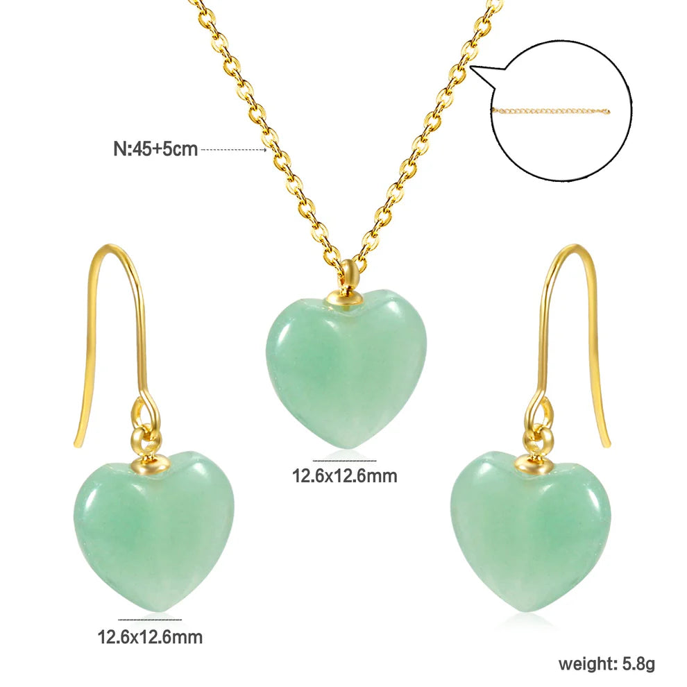 Green Heart Jewelry Set
