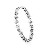 Silver Flower-Linked Crystal Bracelet
