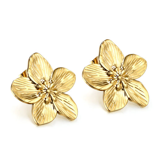 Golden Floral Stud Earrings