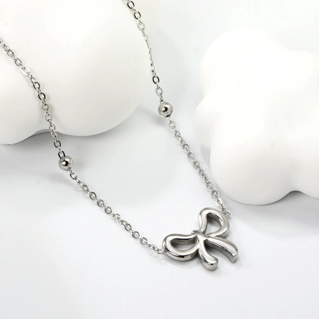 Bow Pendant Stainless-Steel Necklace
