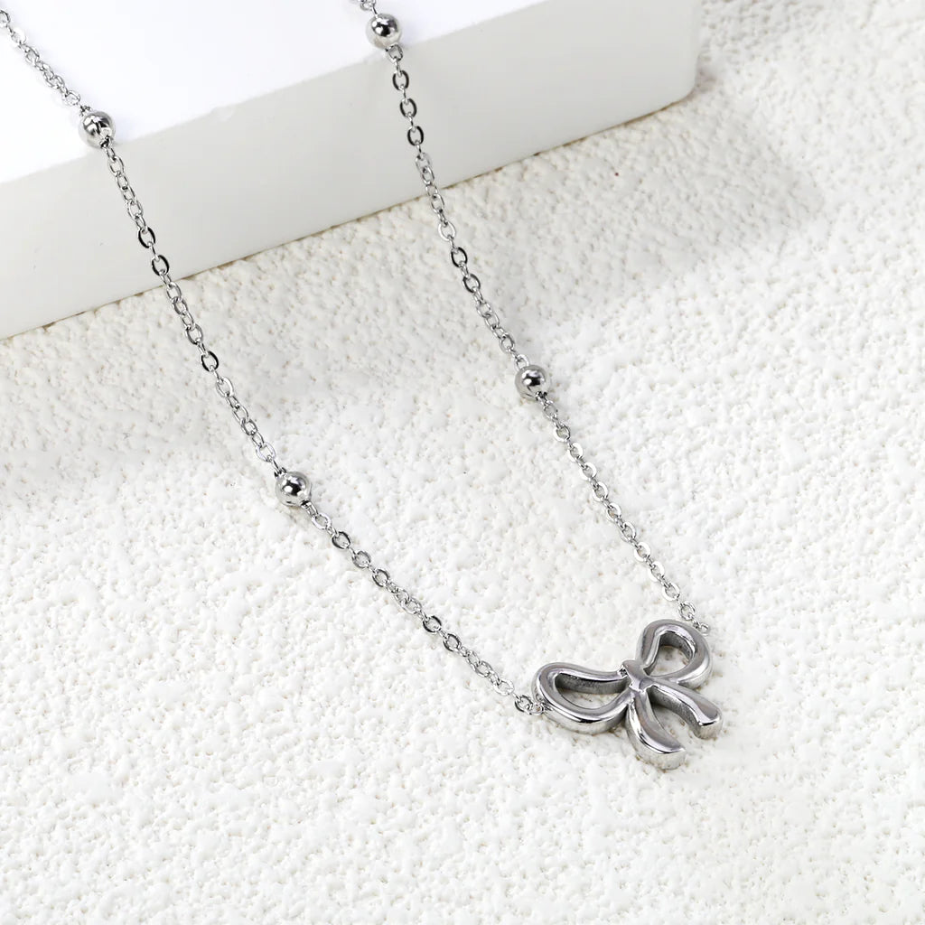 Bow Pendant Stainless-Steel Necklace