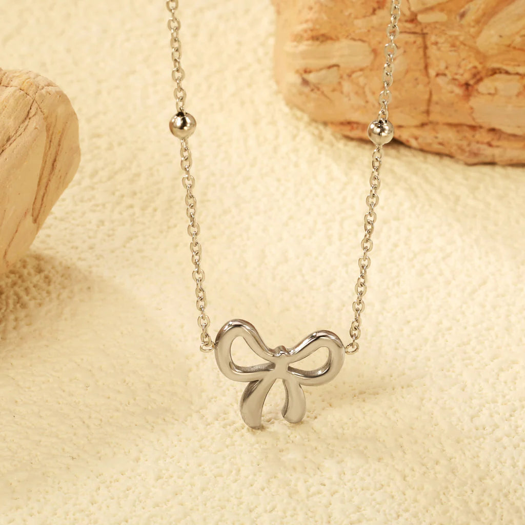 Bow Pendant Stainless-Steel Necklace