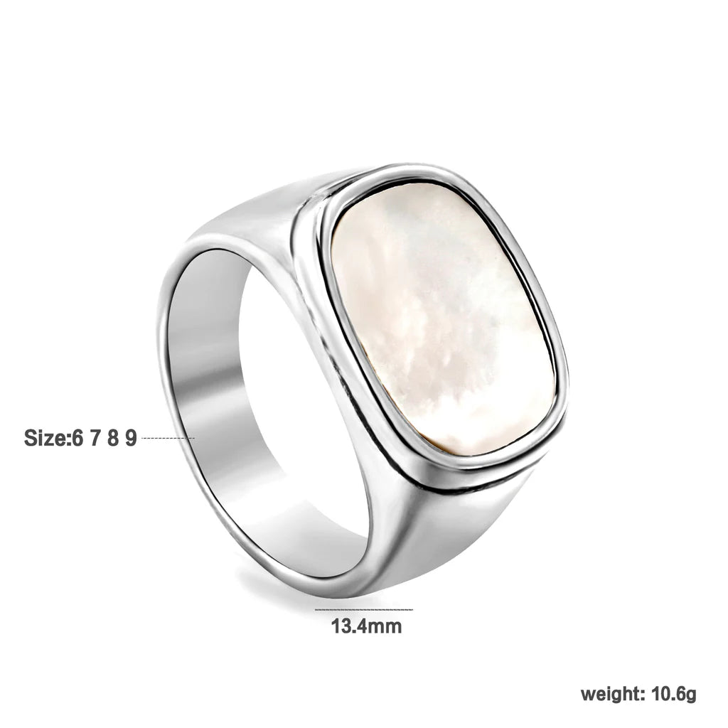 Silver-Toned Rectangular Signet Ring