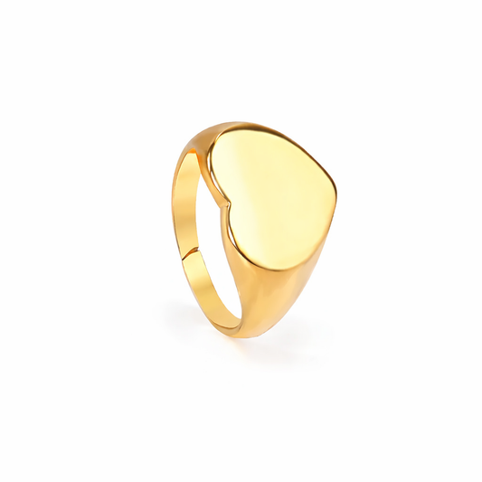 Gold-Toned Heart Signet Ring