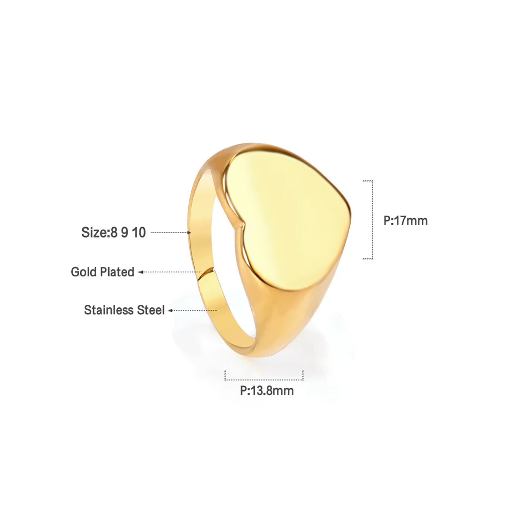 Gold-Toned Heart Signet Ring