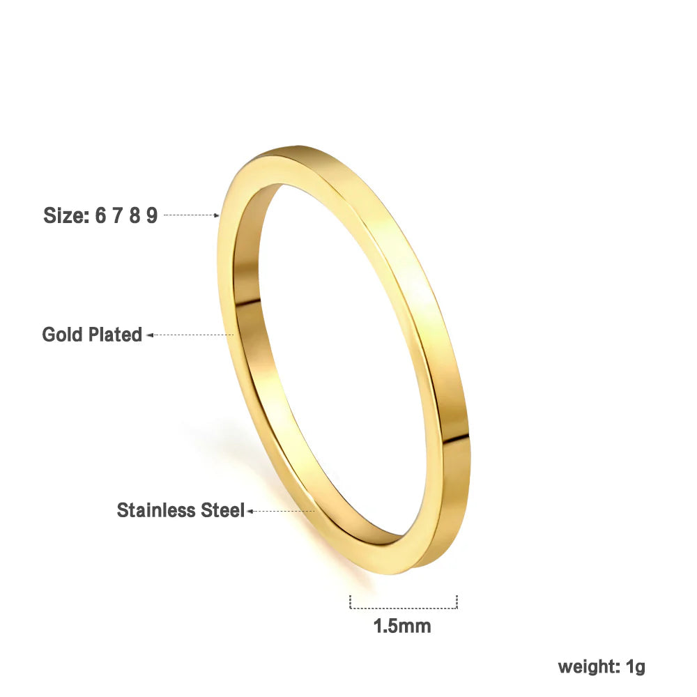 Gold-Toned Minimalist Wedding Band Ring
