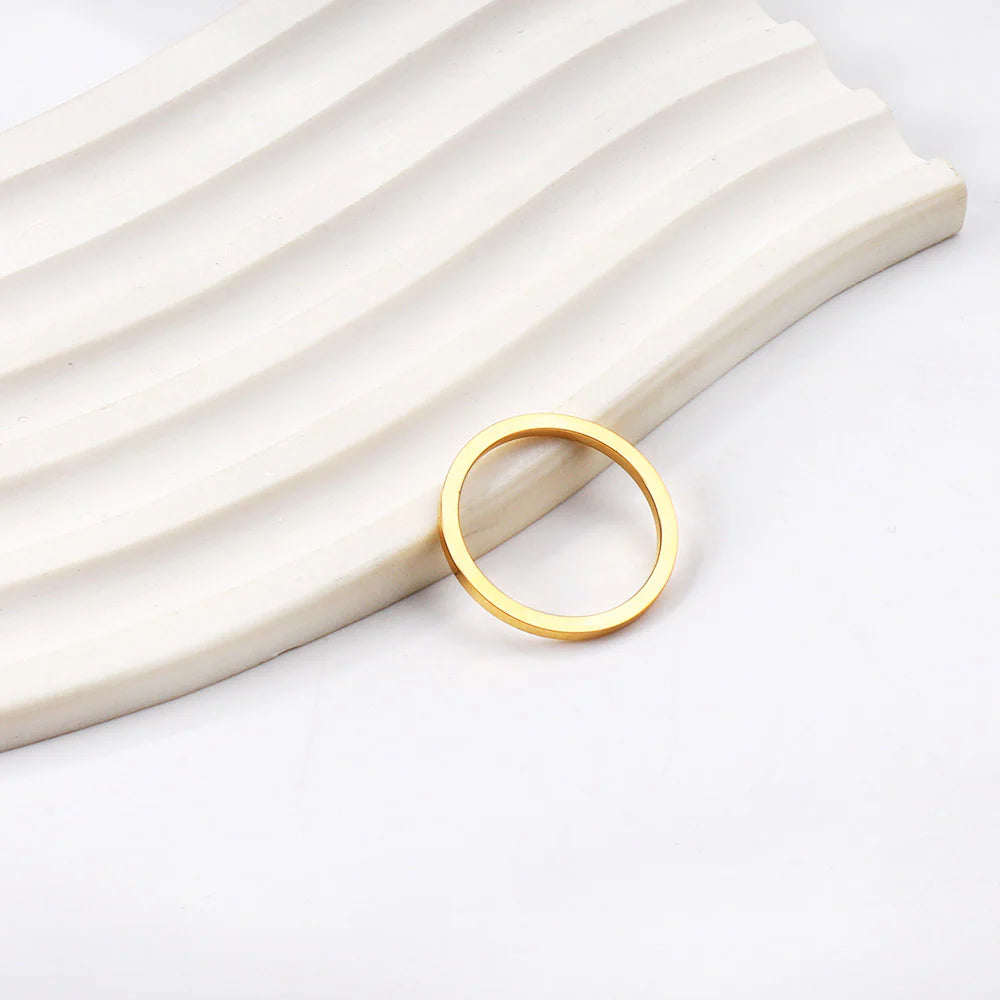 Gold-Toned Minimalist Wedding Band Ring