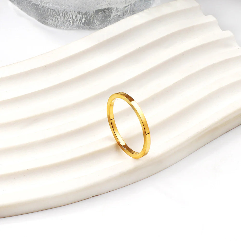 Gold-Toned Minimalist Wedding Band Ring