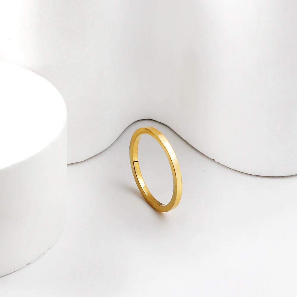 Gold-Toned Minimalist Wedding Band Ring