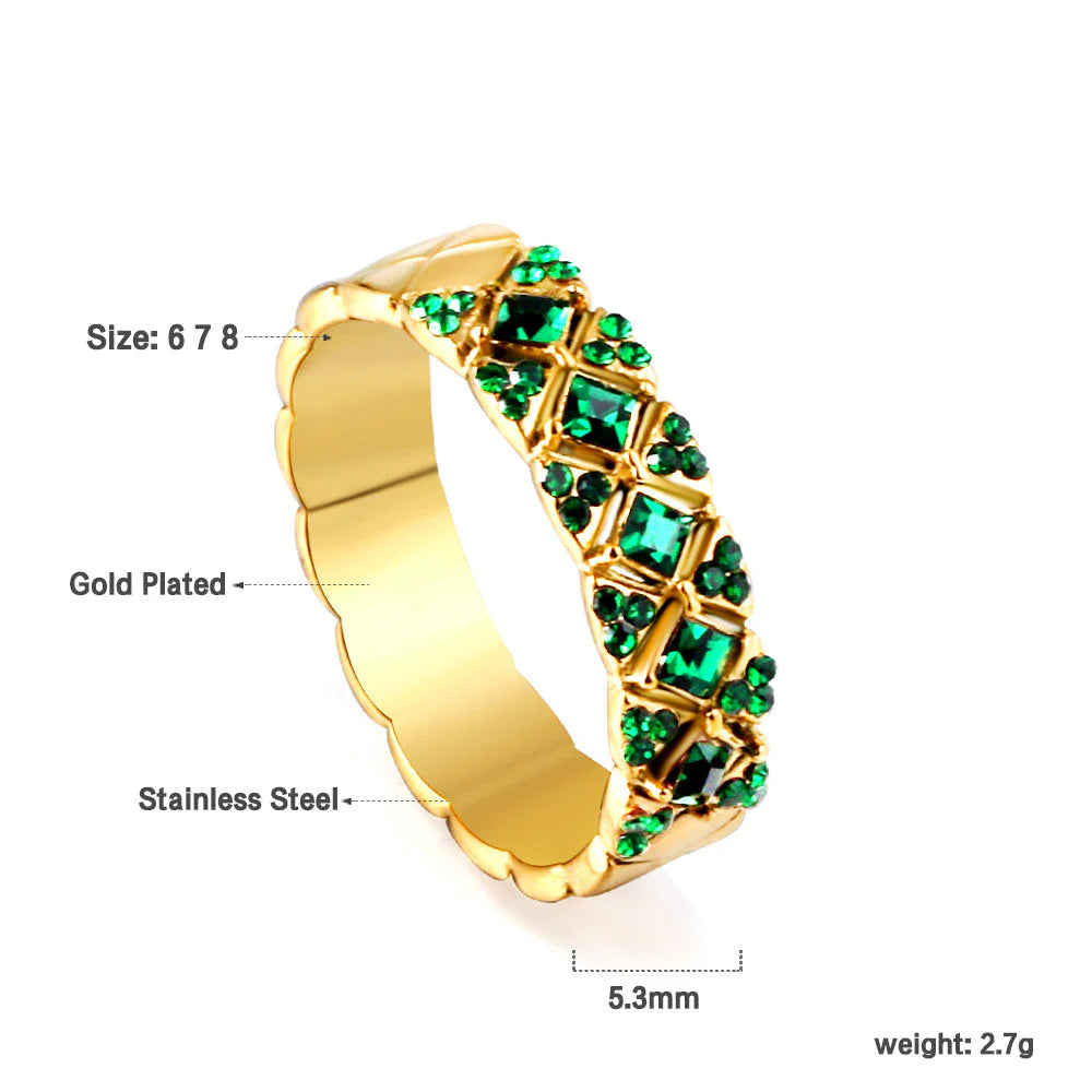 Green Zirconia Geometric Statement Ring