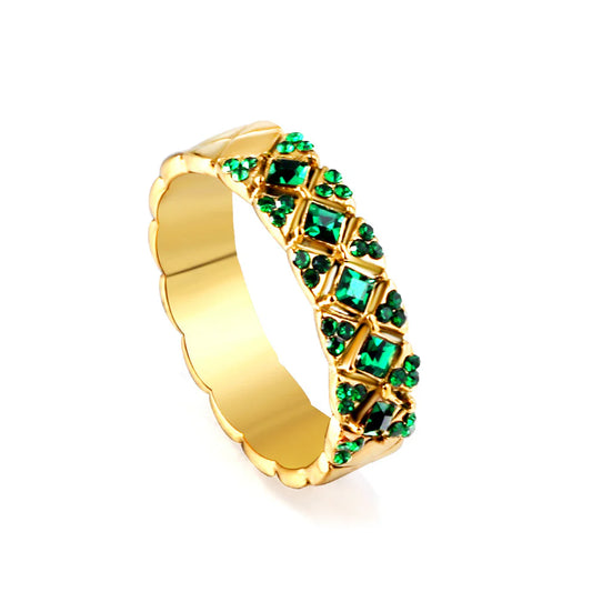 Green Zirconia Geometric Statement Ring