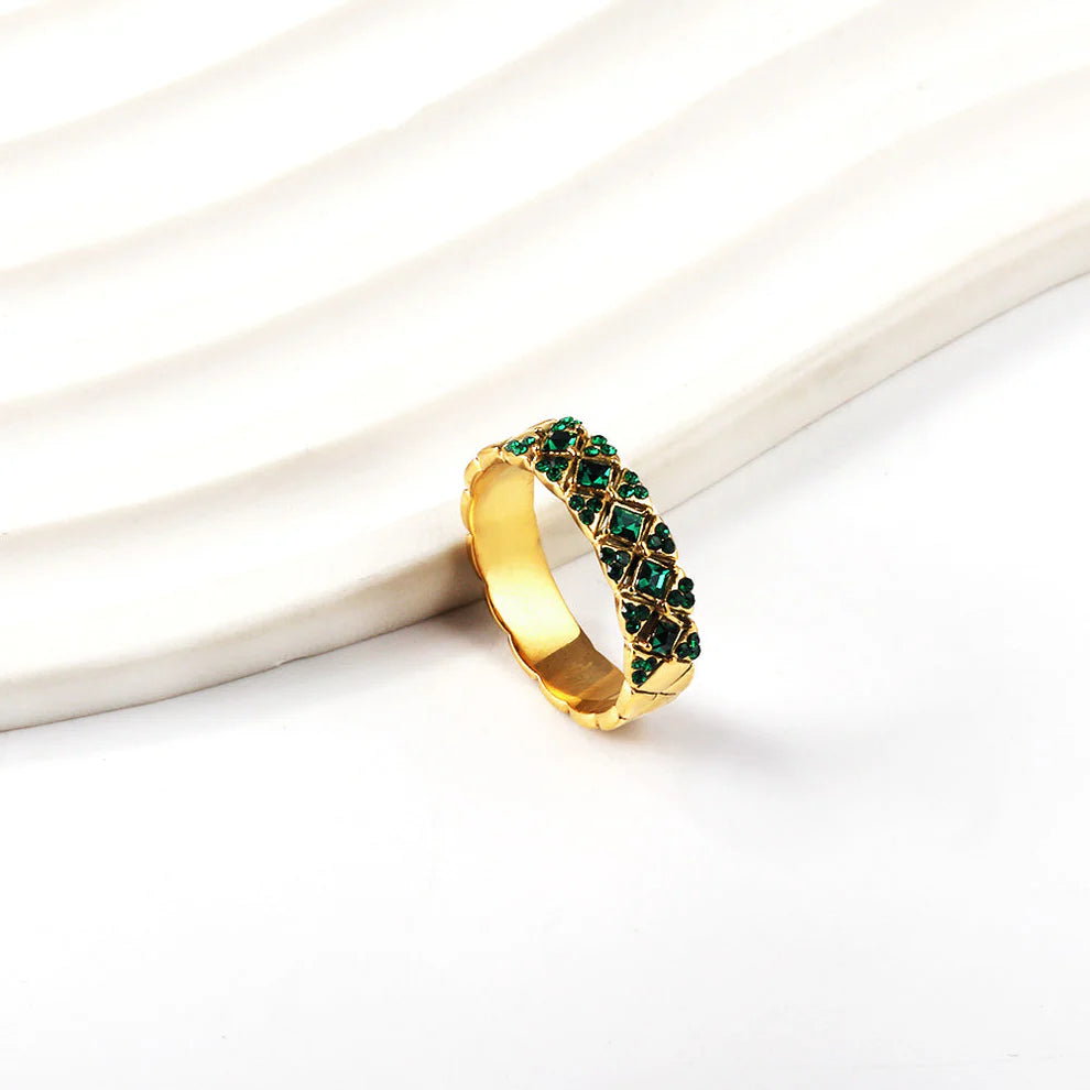 Green Zirconia Geometric Statement Ring