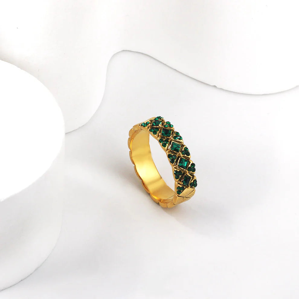 Green Zirconia Geometric Statement Ring