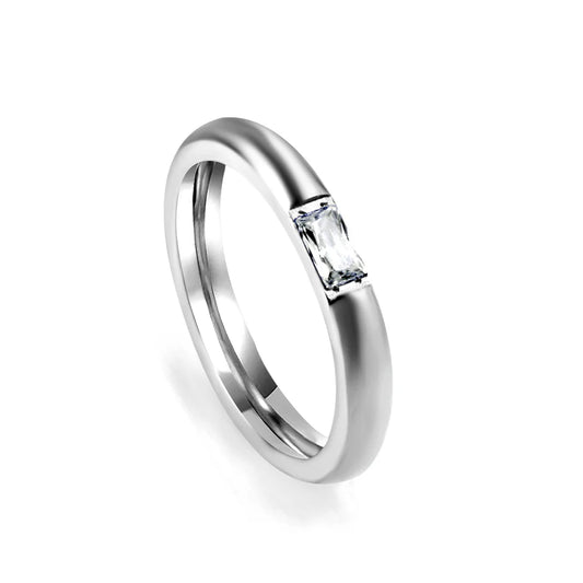 Silver-Toned Wide-Band Ring with Amazonite Stone