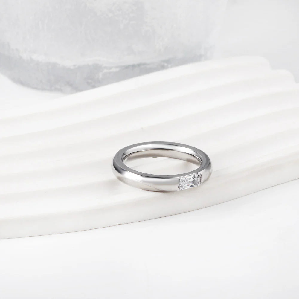 Silver-Toned Wide-Band Ring with Amazonite Stone