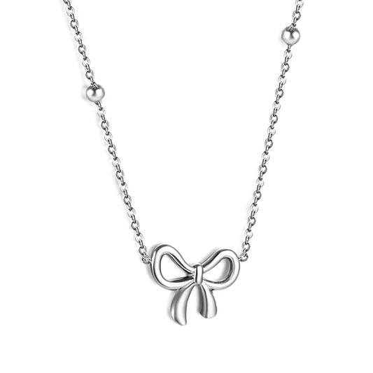 Bow Pendant Stainless-Steel Necklace