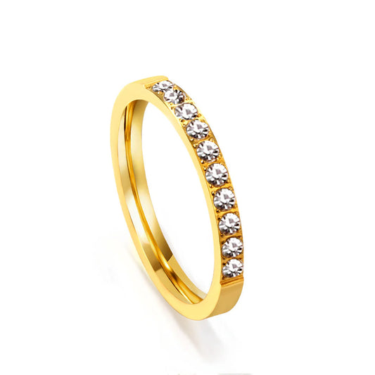 Solitaire Zirconia Ring with Pavé Band