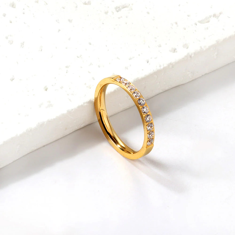 Solitaire Zirconia Ring with Pavé Band